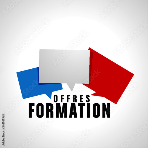 offres de formation- bulle dialogue bleu, blanc, rouge