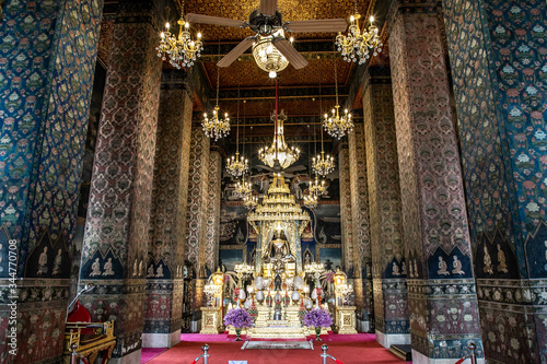 interior view of Wat Pathum Wanaram Temple in Bangkok, Thailand photo
