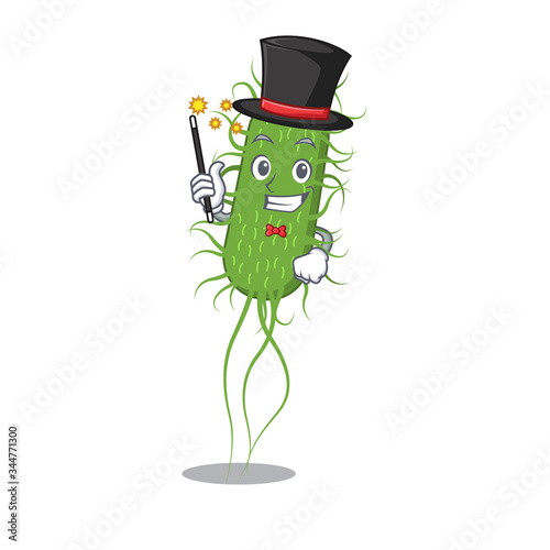 An attractive Magician of e.coli bacteria cartoon design photo