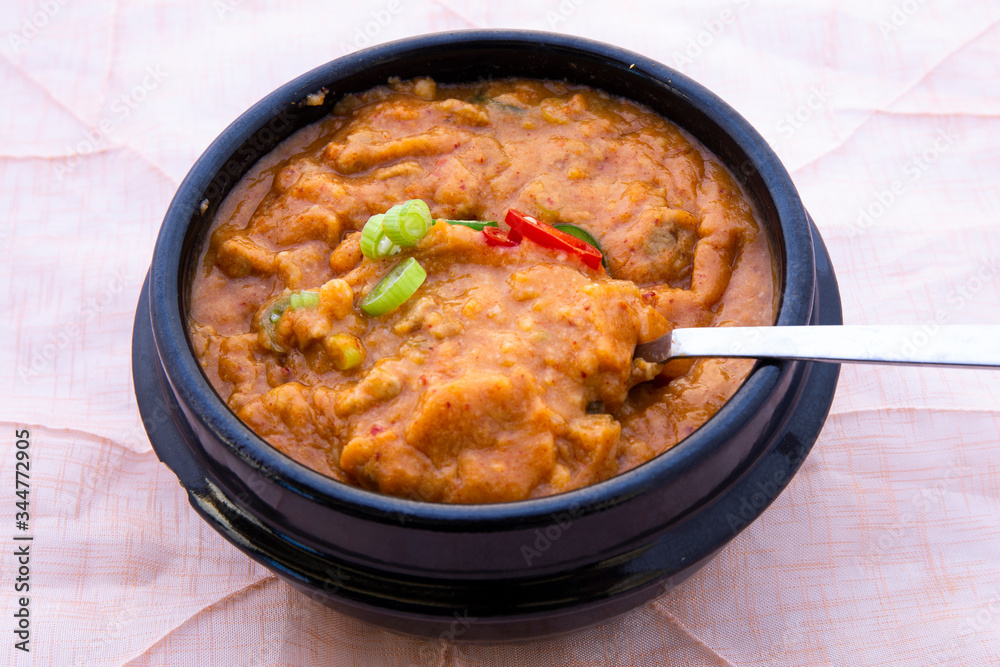 Ground soybean stew which is called Kongbiji-jjigae in Korea