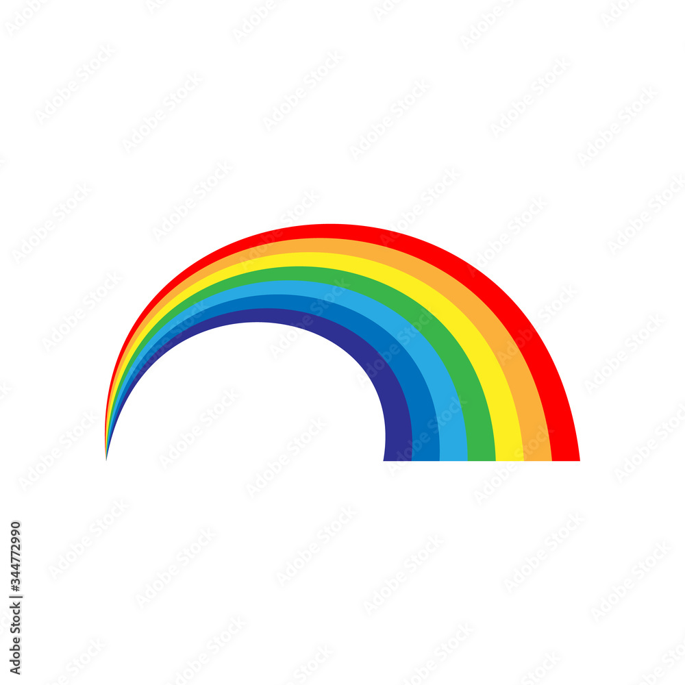 Rainbow icon. Spectrum symbol. Perspective diagonal view. Stock - Vector illustration.