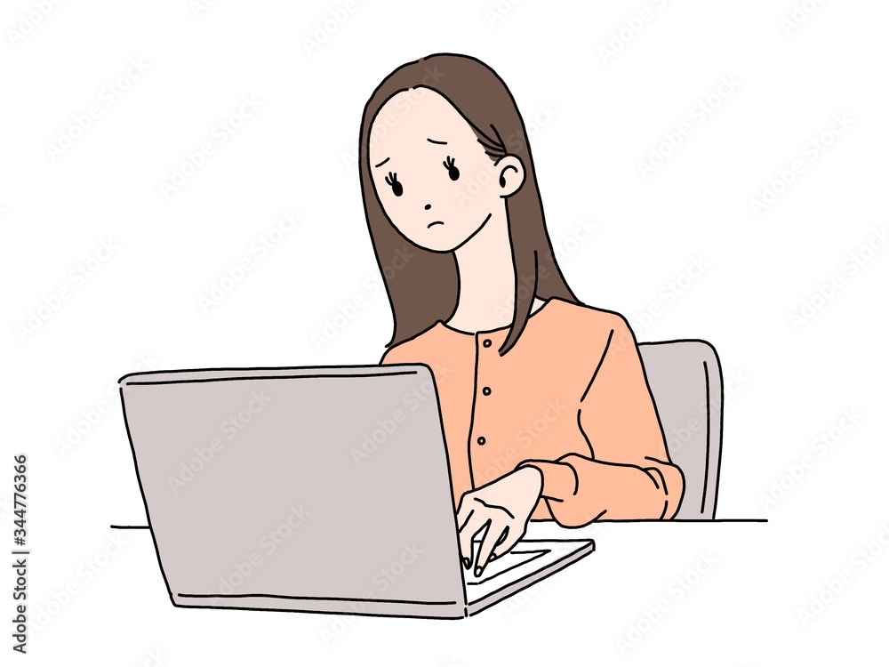 女性 パソコン イラスト16 女性 パソコン イラスト16