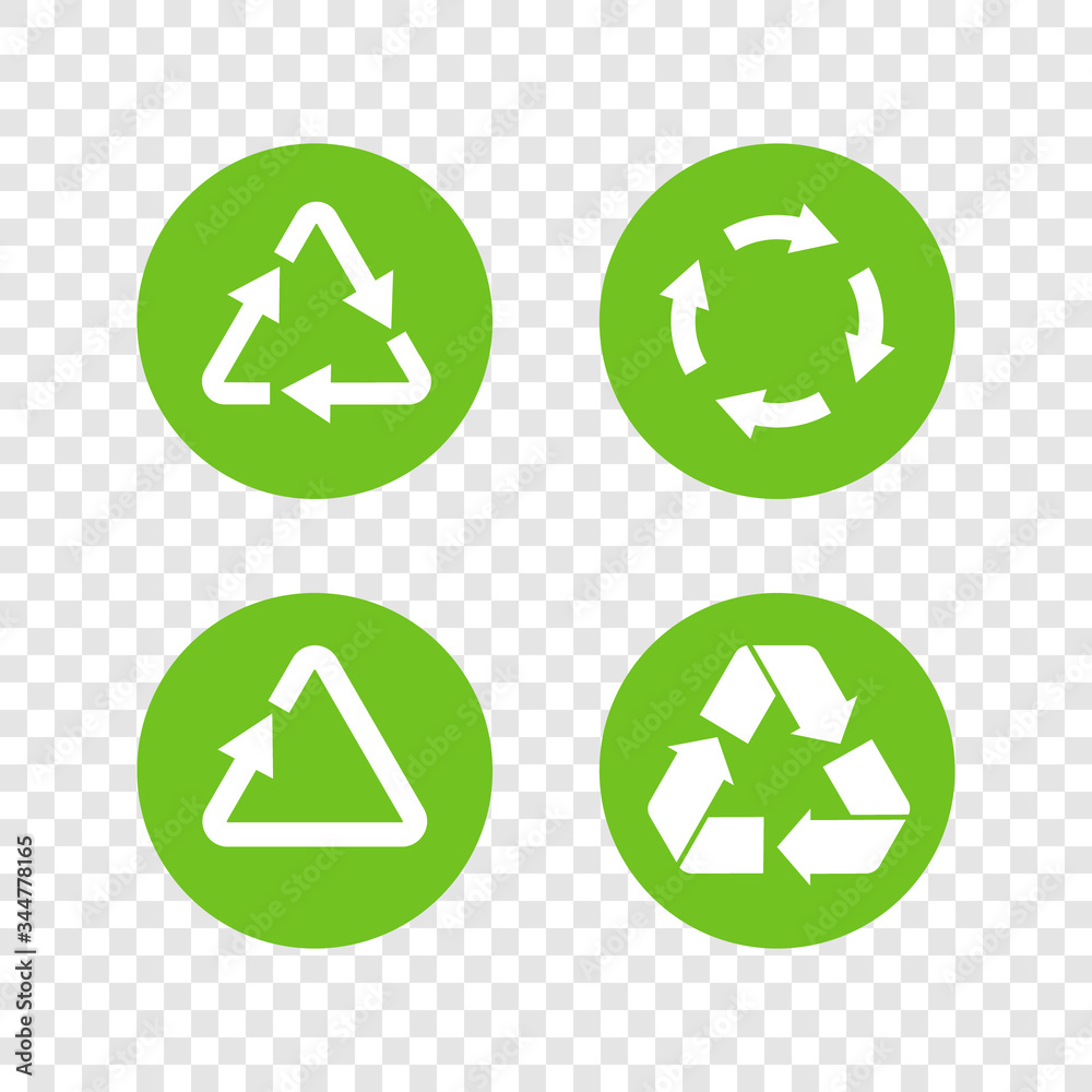 Recycle icon vector on transparent background. Recycle icon vector on transparent background.