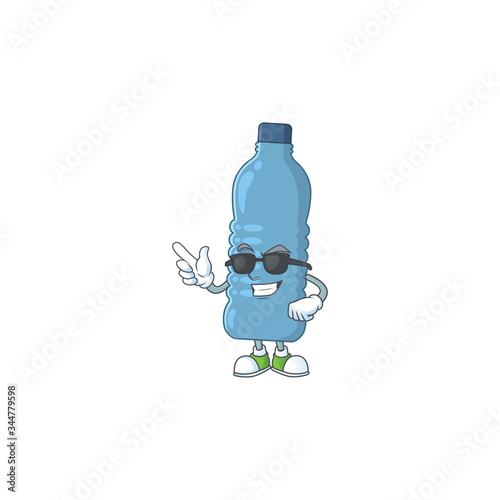 Super cute mineral bottle cartoon character wearing black glasses