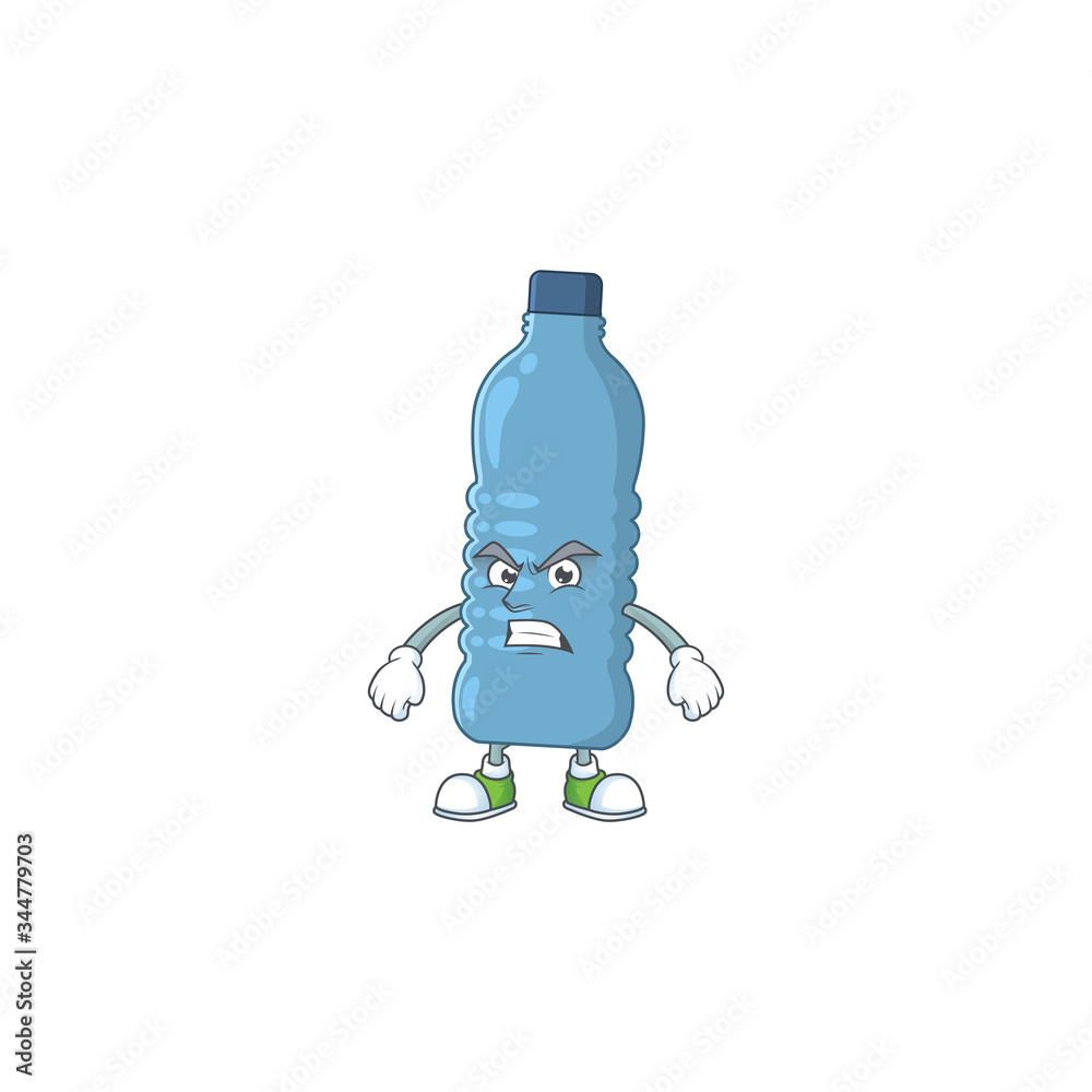 Mascot design style of mineral bottle with angry face Mascot design style of mineral bottle with angry face