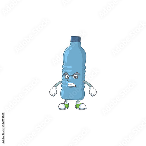 Mascot design style of mineral bottle with angry face