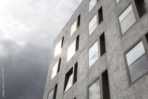Gebäude Sonne Reflektion Grau Fenster modern design