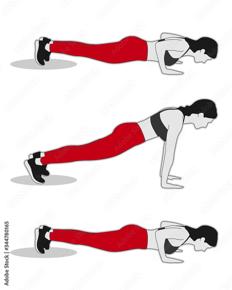push up exercise silhouette icon vector set Stock Vector | Adobe Stock
