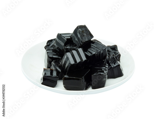 Grass jelly black isolated on white background.