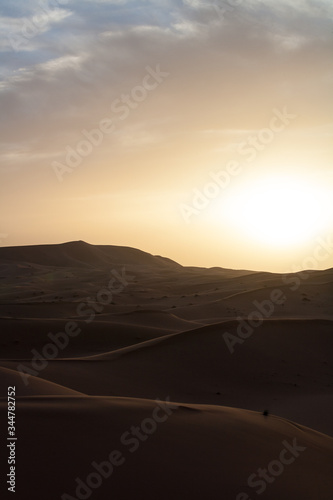 Sunset in Sahara desert, Morocco