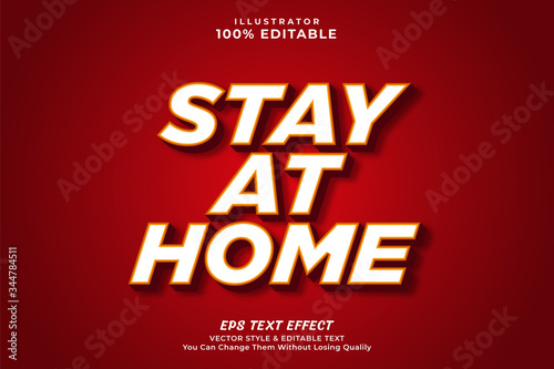 Stay at home text effect style, editable text style