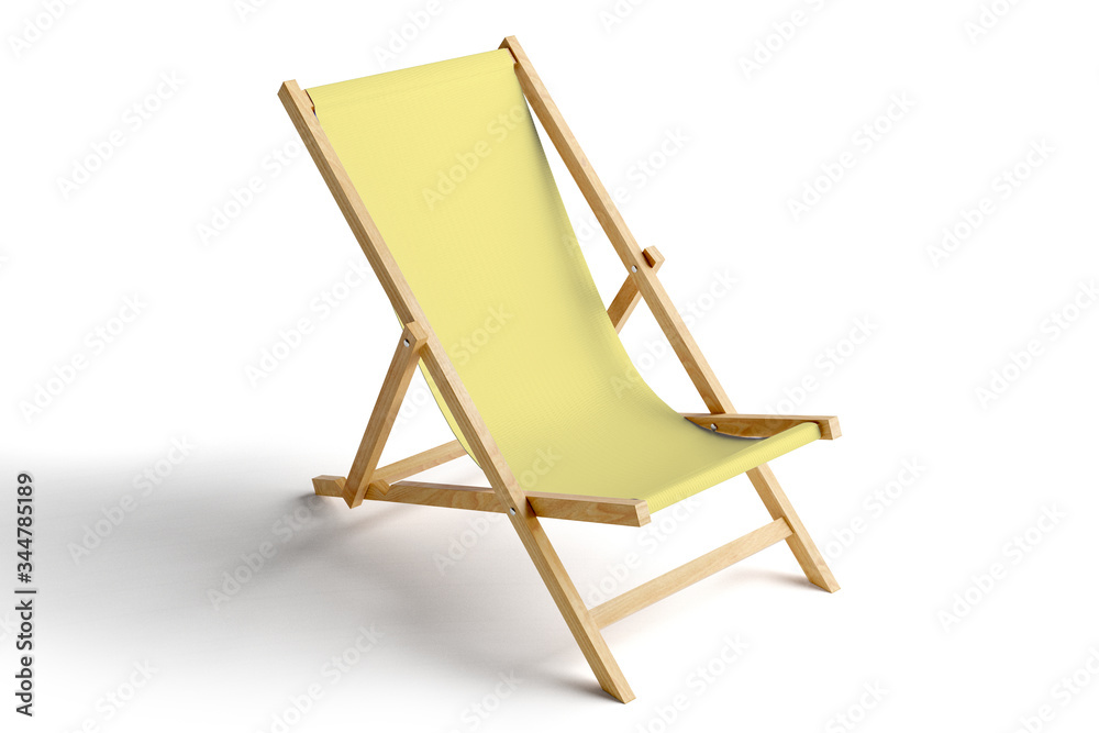 beach chair isolated on white - obrazy, fototapety, plakaty 