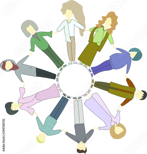 flat design people. protection of the earth. rallying the people. friends, family, group, students. different nations. people in a circle