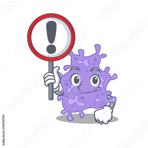 An icon of staphylococcus aureus cartoon design style with a sign board