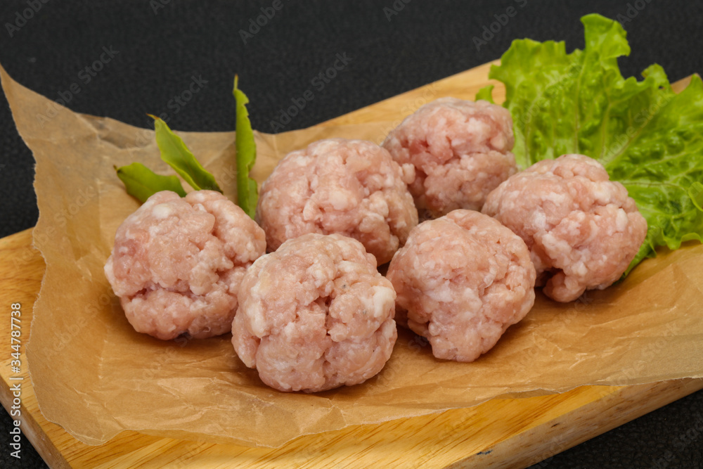 Homemade raw pork minced meatball for cooking Homemade raw pork minced meatball for cooking