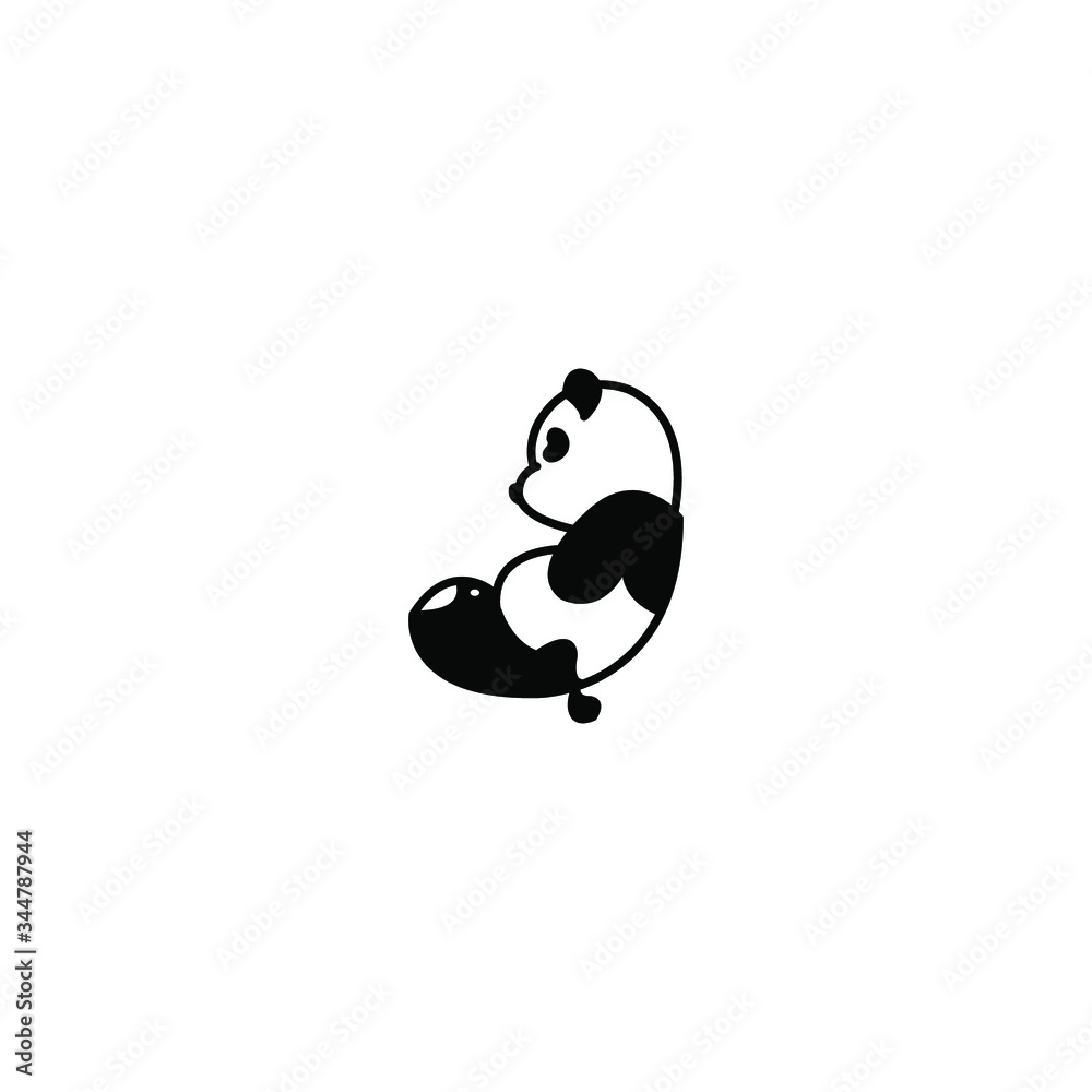Fototapeta premium Panda doll logo. cute Bear cartoon mascot simple character illustration