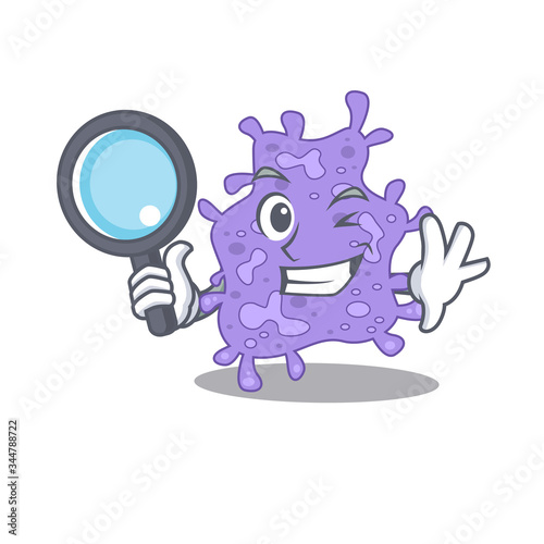 Smart Detective of staphylococcus aureus mascot design style with tools