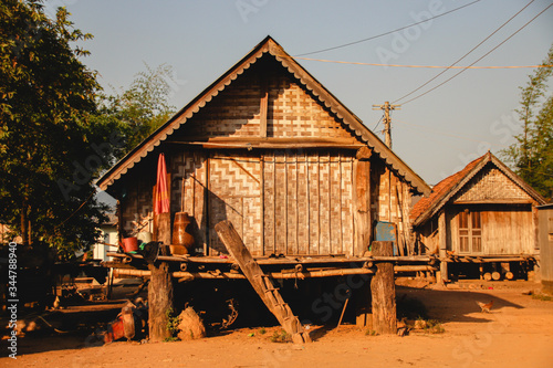  Traditional long house in Buon Don village of Dak Lak Province in the Central Highlands of Vietnam that shows the authentic life, culture and tradition of Vietnamese ethnic tribe