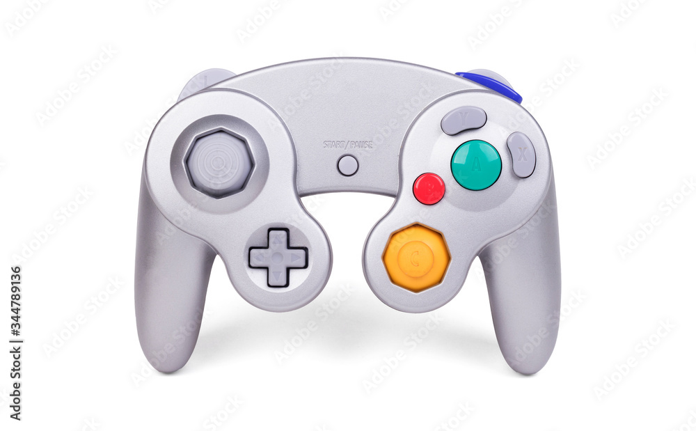 Grey wireless video game joystick console controller Grey wireless video game joystick console controller