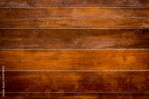 Brown wood plank wall horizontal background texture old panels.