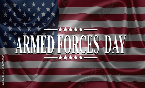 ARMED FORCES DAY , Poster with USA flag	
