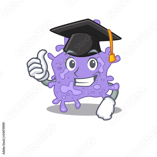 Happy face of staphylococcus aureus in black graduation hat for the ceremony