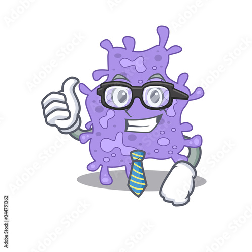 An elegant staphylococcus aureus Businessman mascot design wearing glasses and tie