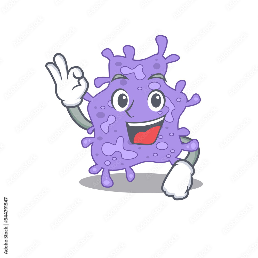 Staphylococcus aureus mascot design style with an Okay gesture finger Staphylococcus aureus mascot design style with an Okay gesture finger