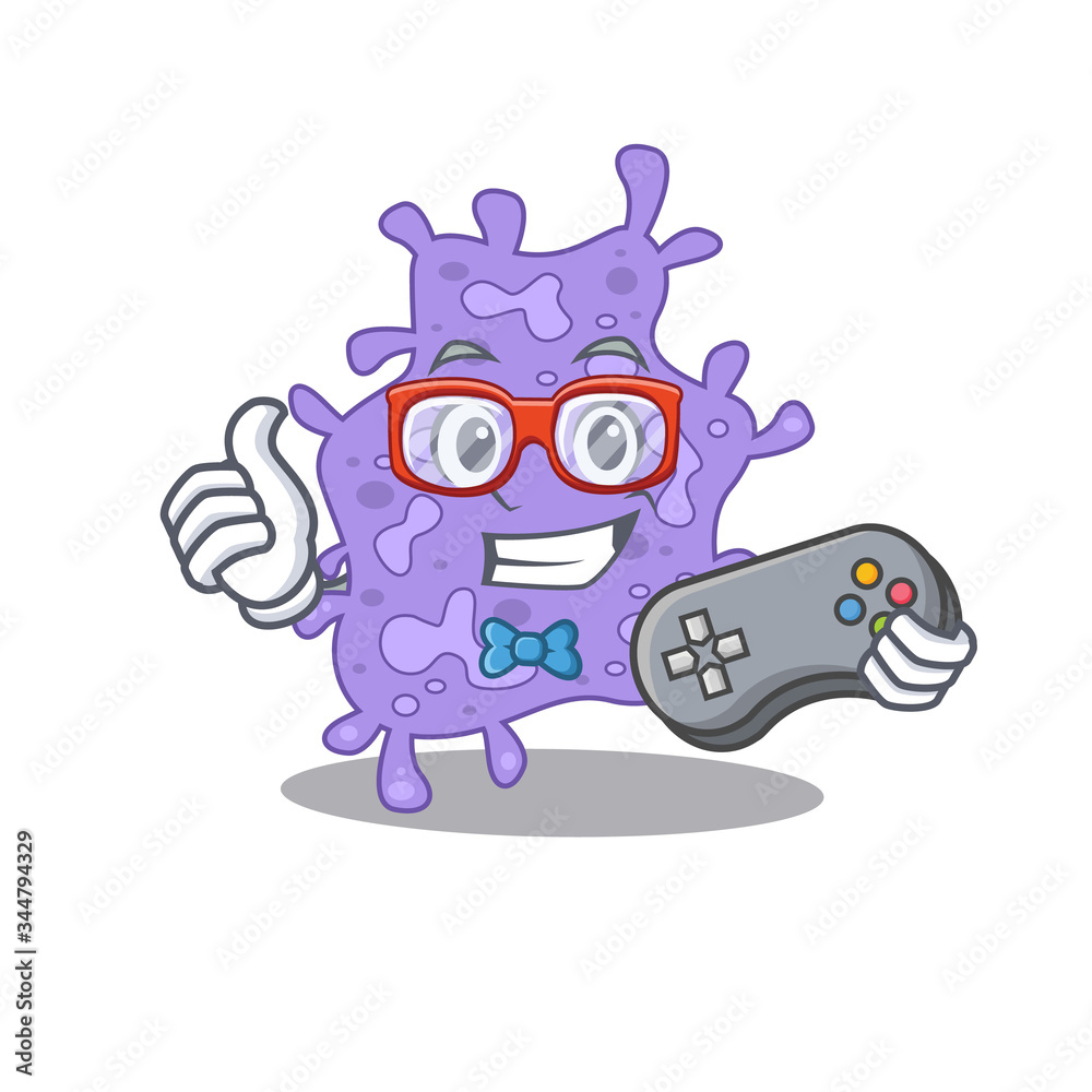 Mascot design concept of staphylococcus aureus gamer using controller