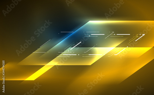 Dynamic neon shiny abstract background. Trendy abstract layout template for business or technology presentation, internet poster or web brochure cover, wallpaper
