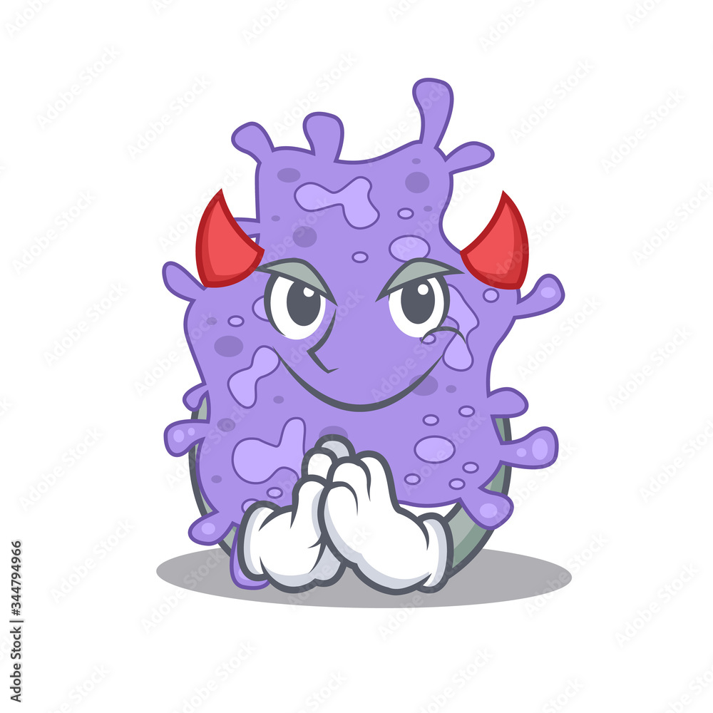 Staphylococcus aureus dressed as devil cartoon character design style
