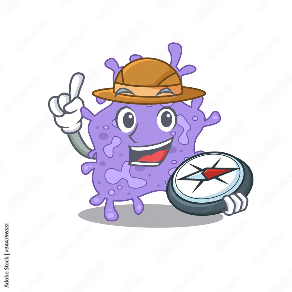 mascot design concept of staphylococcus aureus explorer with a compass
