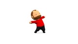 The little man in the red shirt dancing. 3d rendering