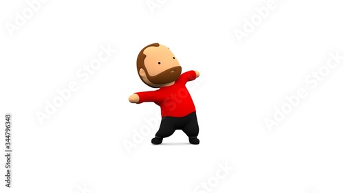 The little man in the red shirt dancing. 3d rendering