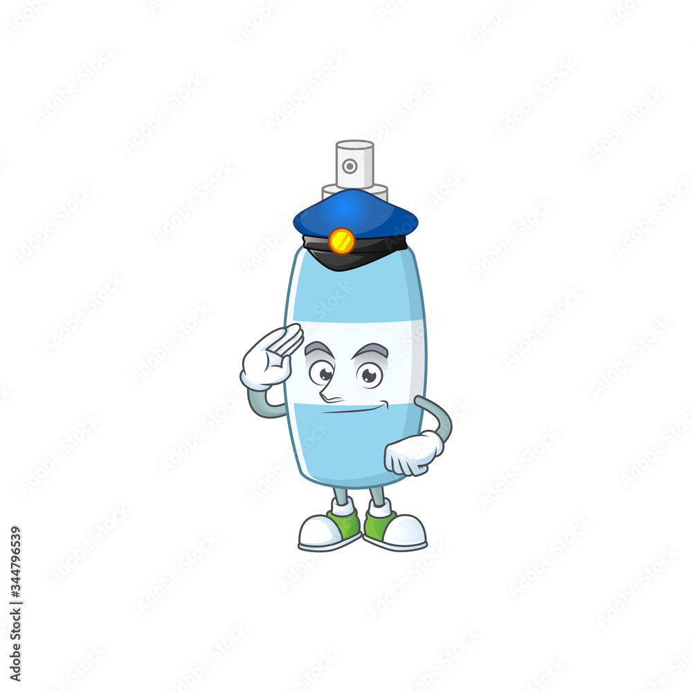 A dedicated Police officer of spray hand sanitizer mascot design style A dedicated Police officer of spray hand sanitizer mascot design style