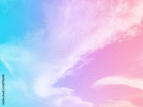 Sky and clouds fantasy background with pastel colored. Yellow,pink, purple, blue  candy pastel. Abstract gradient of peaceful nature.  Beautiful summer and spring. © Missleestocker