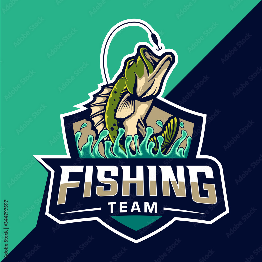 fishing team esport vector logo design