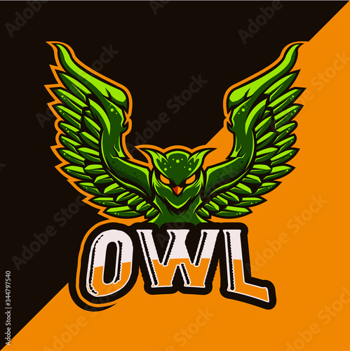 Angry owl mascot esport vector logo design