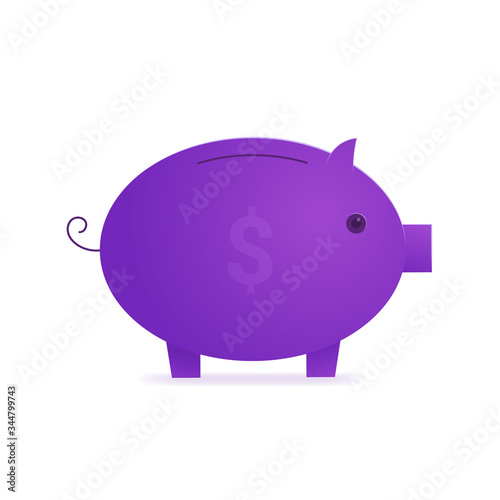 Piggy bank savings isolated icon. Wealth and investment, retirement planning and insurance concept. Bank services and financial tools. Saving cash in moneybox cartoon vector illustration.