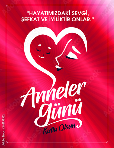 Turkish (Anneler günü kutlu olsun tebrik kartı.)  Translation: Happy Mother's Day greeting card. photo