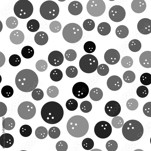 Black Bowling ball icon isolated seamless pattern on white background. Sport equipment. Vector Illustration