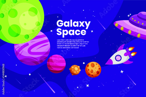 Flat Galaxy Space colorful background
