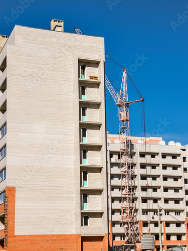 House under construction  against the blue sky