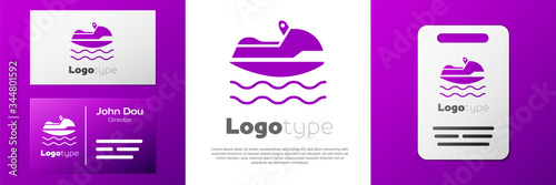 Logotype Jet ski icon isolated on white background. Water scooter. Extreme sport. Logo design template element. Vector Illustration