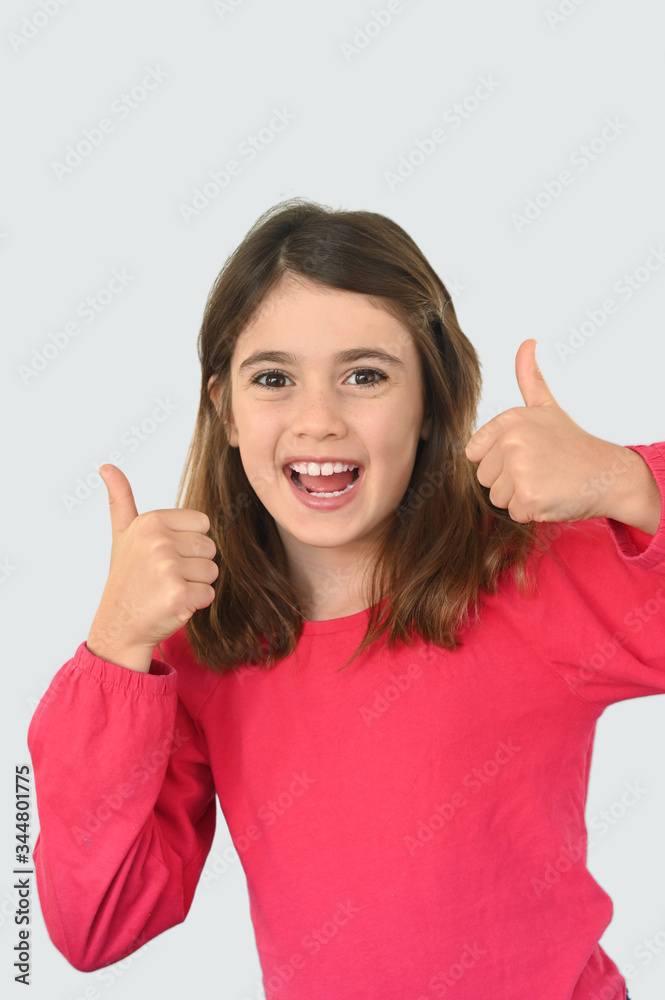 Happy positive satisfied girl body language Happy positive satisfied girl body language