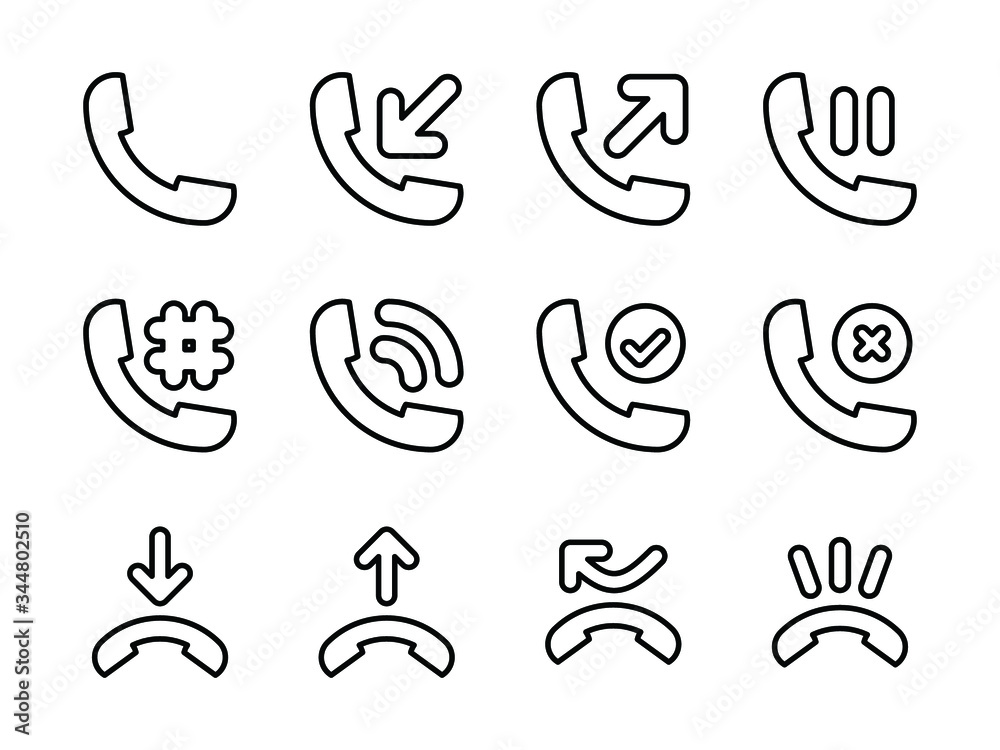 Phone Activity Icon Set Outline Phone Activity Icon Set Outline
