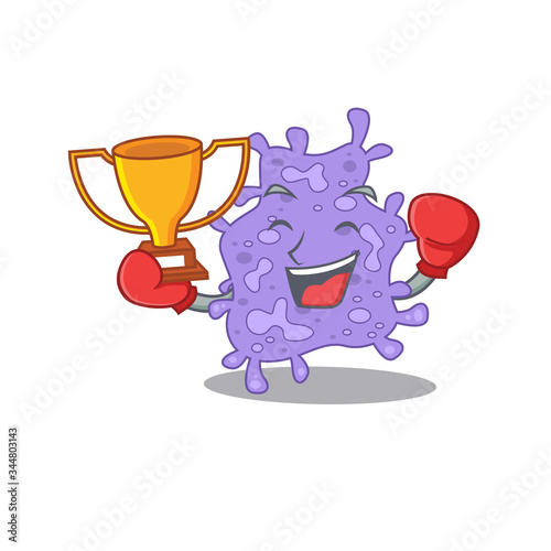 An elegant boxing winner of staphylococcus aureus mascot design style