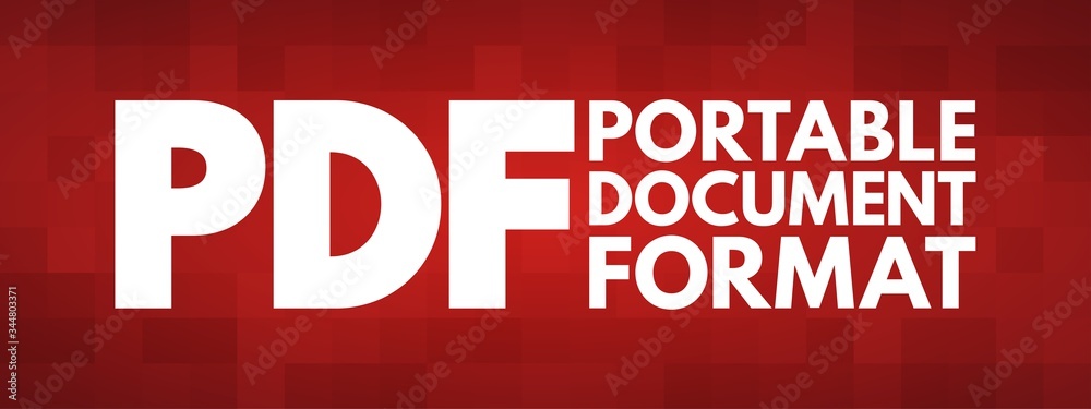 PDF - Portable Document Format acronym, technology concept background