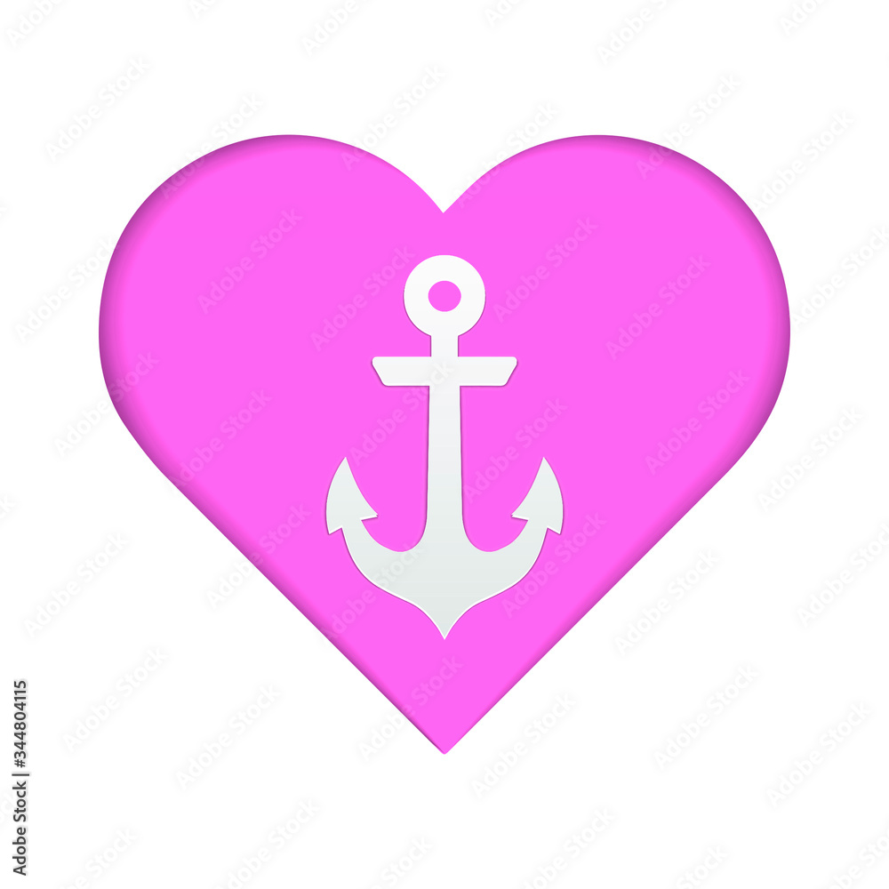 pink heart shaped anchor, vector illustrator