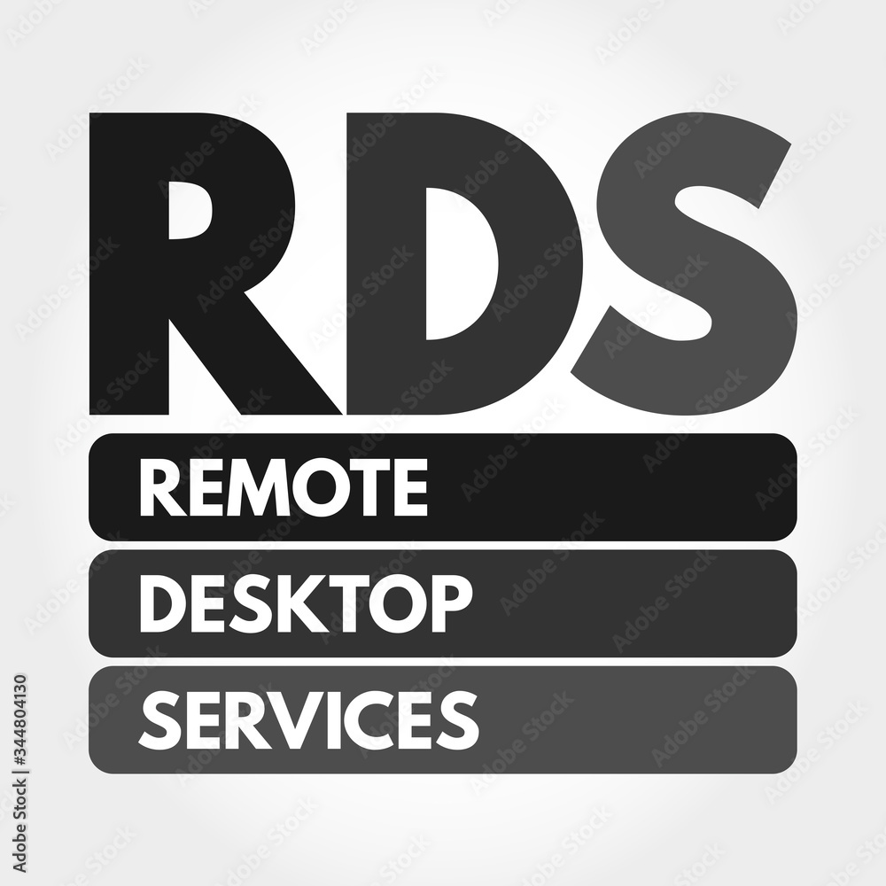 RDS - Remote Desktop Services acronym, technology concept background